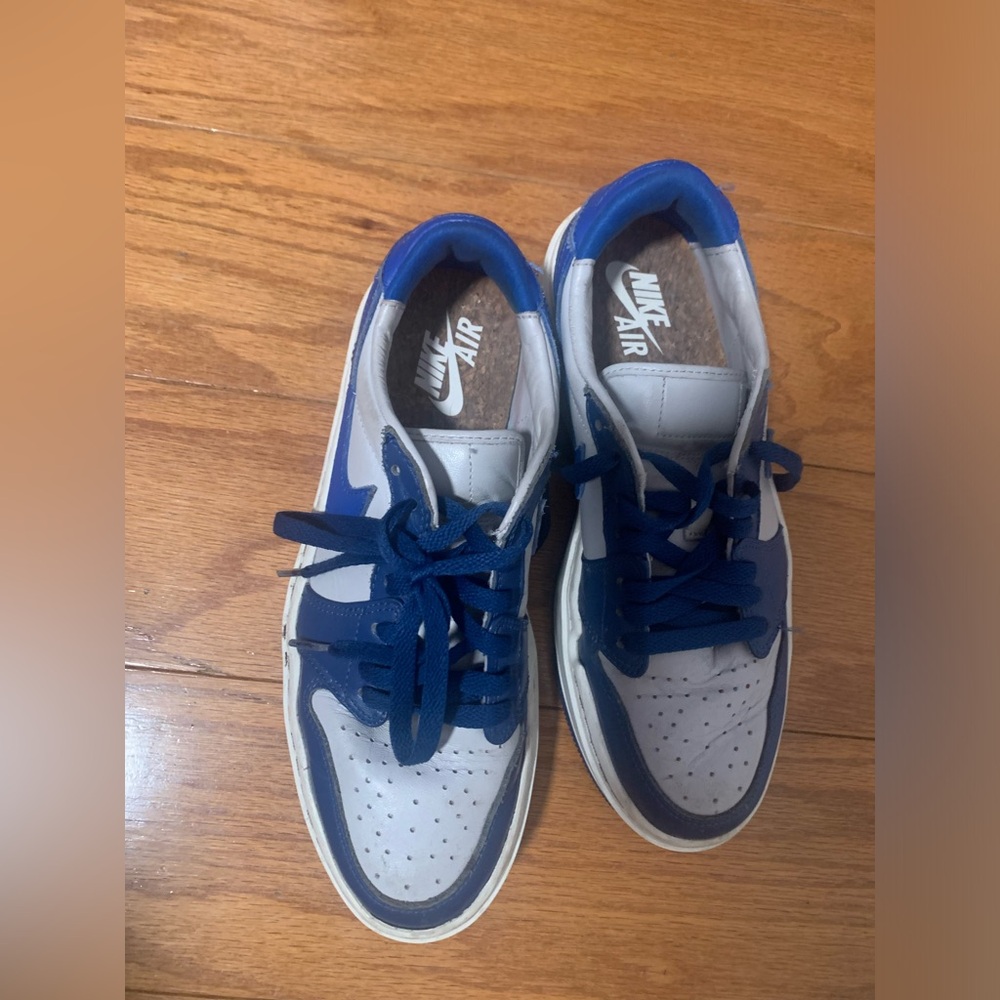 Platform Nike Jordans sz 8.5 woman. Blue and Gray